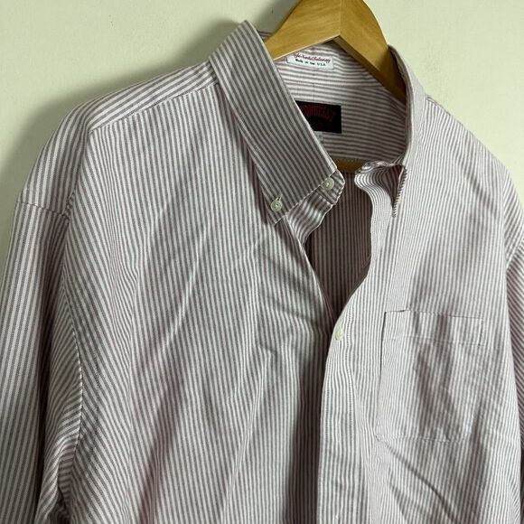 Oconnells Red Striped Vintage Single Needle Button Up Shirt EUC Men’s 18 - Picture 2 of 8